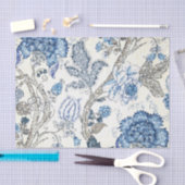 Glittery Blue Floral op Winter White Tissuepapier (Craft)