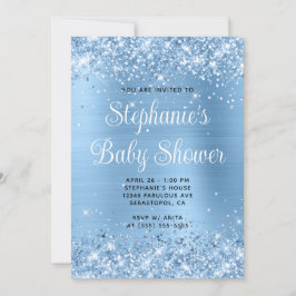 Glittery Blue Folie Online Registry Baby shower Kaart