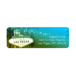 Glittery Blue Las Vegas Wedding Return Address Etiket