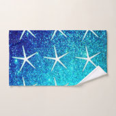 Glittery Blue Ombre Blauwgroen Sparkle Starfish Pa Bad Handdoek (Handdoek)