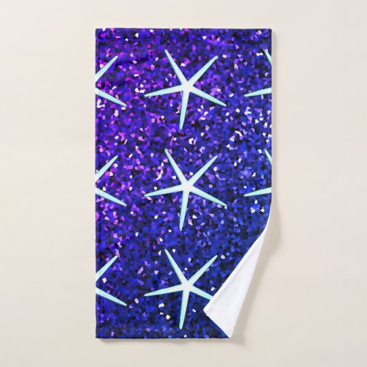 Glittery Blue Ombre Sparkle Starfish Patterns Scha Bad Handdoek (Handdoek)