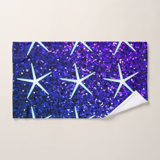 Glittery Blue Ombre Sparkle Starfish Patterns Scha Bad Handdoek (Handdoek)