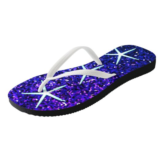 Glittery Blue Ombre Sparkle Starfish Patterns Scha Teenslippers (Schuin)