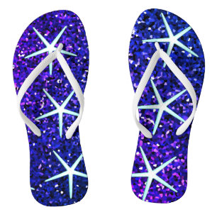 Glittery Blue Ombre Sparkle Starfish Patterns Scha Teenslippers