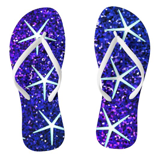 Glittery Blue Ombre Sparkle Starfish Patterns Scha Teenslippers (Voetbed)