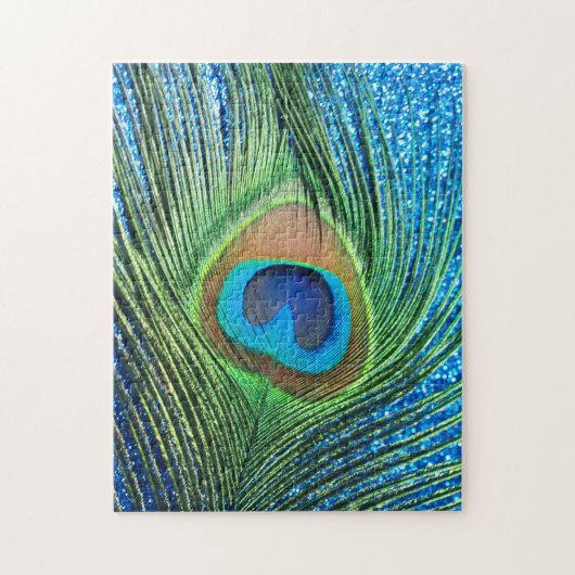 Glittery Blue Peacock-stilstand Legpuzzel (Verticaal)