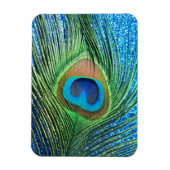 Glittery Blue Peacock-stilstand Magneet (Verticaal)