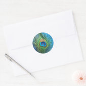 Glittery Blue Peacock-stilstand Ronde Sticker (Envelop)