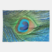 Glittery Blue Peacock-stilstand Theedoek (Horizontaal)