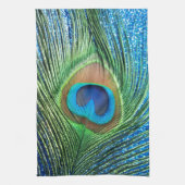 Glittery Blue Peacock-stilstand Theedoek (Verticaal)