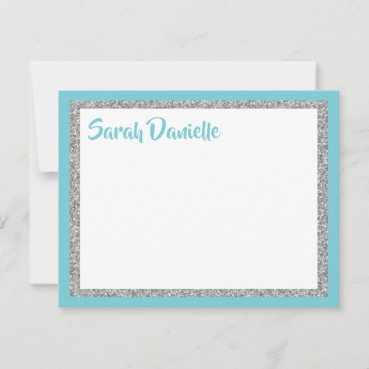 Glittery Blue & Silver, persoonlijk bedankt voor u (Voorkant)