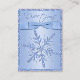 Glittery Blue Sneeuwvlok richtingen Behuizing Kaar Informatiekaartje