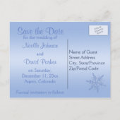 Glittery Blue Sneeuwvlok Save the Date Briefkaart (Achterkant)