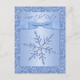 Glittery Blue Sneeuwvlok Save the Date Briefkaart