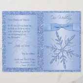 Glittery Blue Snowflake Wedding Programme (Voorkant)