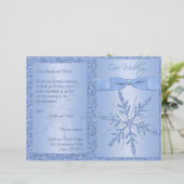 Glittery Blue Snowflake Wedding Programme (Staand voorkant)