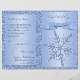 Glittery Blue Snowflake Wedding Programme