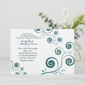 Glittery Blue Swirls Music Wedding Invitation Kaart (Staand voorkant)