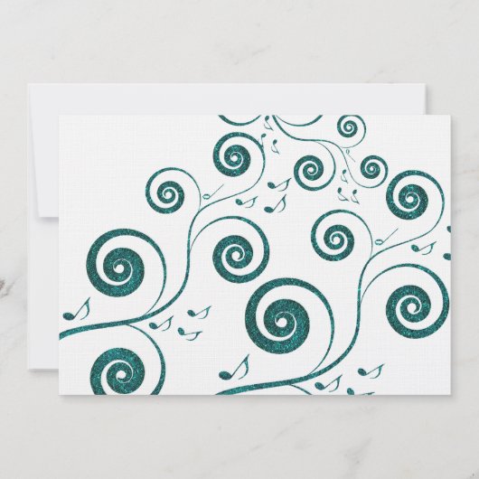 Glittery Blue Swirls Music Wedding Invitation Kaart (Achterkant)