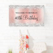 Glittery Blush Roos Folie 40e Verjaardag Welkom Spandoek (Insitu)