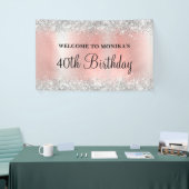 Glittery Blush Roos Folie 40e Verjaardag Welkom Spandoek (Beurs)