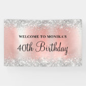 Glittery Blush Roos Folie 40e Verjaardag Welkom Spandoek (Horizontaal)