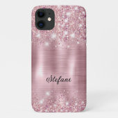 Glittery Blush Roos Goudfolie 65e Verjaardag Case-Mate iPhone Case (Achterkant)