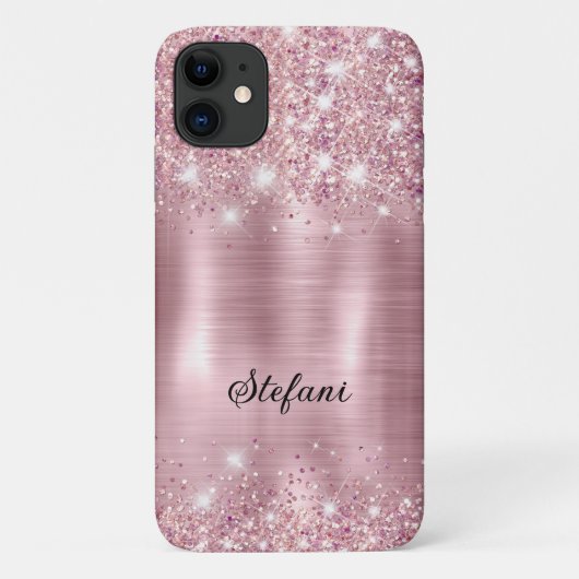 Glittery Blush Roos Goudfolie 65e Verjaardag Case-Mate iPhone Case (Achterkant)