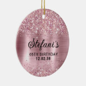 Glittery Blush Roos Goudfolie 65e Verjaardag Keramisch Ornament (Rechts)