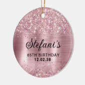 Glittery Blush Roos Goudfolie 65e Verjaardag Keramisch Ornament (Links)