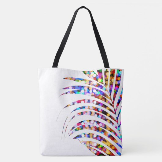Glittery Bokeh White Palm Tree Leaf Bride Tote Bag (Achterkant)