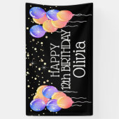 Glittery Bright Pastels Girl's Happy Birthday Spandoek (Verticaal)