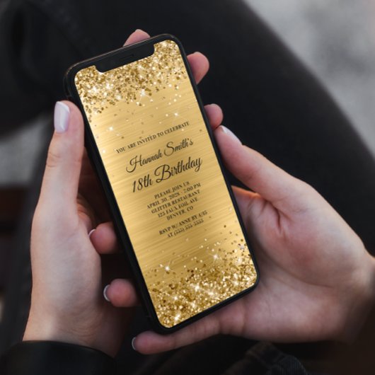 Glittery Brushed Gold Foil 18th Birthday Kaart