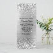 Glittery Brushed Silver Foil 18th Birthday Kaart (Staand voorkant)