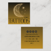 Glittery Celestial Moon Tattoo Salon Vierkante Visitekaartje (Voorkant / Achterkant)