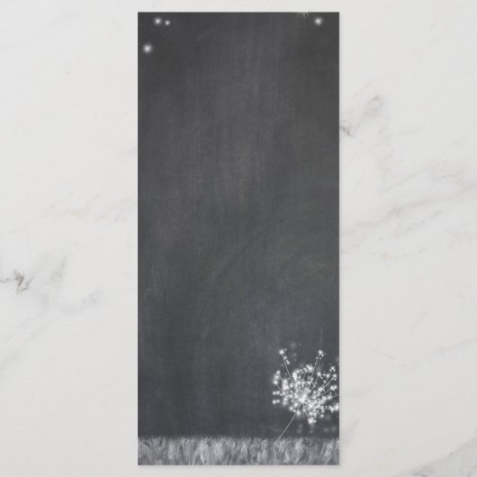Glittery Chalkboard Paardebloemen Bruiloft Menu (Achterkant)