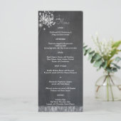 Glittery Chalkboard Paardebloemen Bruiloft Menu (Staand voorkant)