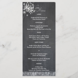 Glittery Chalkboard Paardebloemen Bruiloft Menu