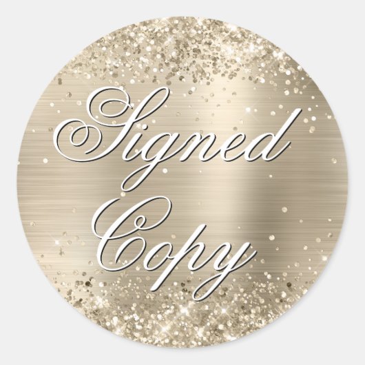 Glittery Champagne Folie Fancy gesigneerd exemplaa Ronde Sticker (Voorkant)