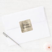 Glittery Champagne Folie Happy Birthday Vierkante Sticker (Envelop)