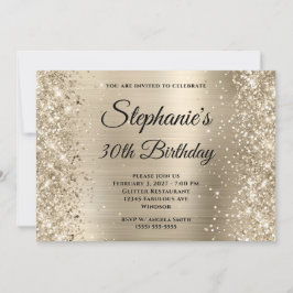 Glittery Champagne Folie Monogram 30ste Verjaardag Kaart