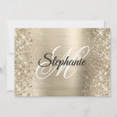 Glittery Champagne Folie Monogram 30ste Verjaardag Kaart (Achterkant)