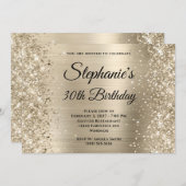 Glittery Champagne Folie Monogram 30ste Verjaardag Kaart (Voorkant / Achterkant)