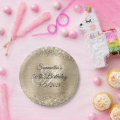 Glittery Champagne Folie Monogram 30ste Verjaardag Papieren Bordje (Feest)