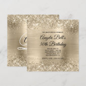 Glittery Champagne Gold Foil Fancy Monogram Kaart (Voorkant / Achterkant)