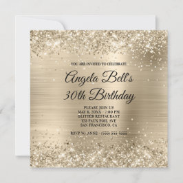 Glittery Champagne Gold Foil Fancy Monogram Kaart
