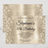 Glittery Champagne Gold Folie 30e verjaardag Kaart (Voorkant / Achterkant)
