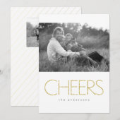 Glittery Cheers Feestdagenkaart (Voorkant / Achterkant)