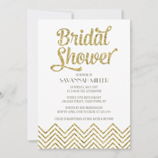 Glittery Chevron | Bridal Shower-uitnodiging Kaart (Voorkant)