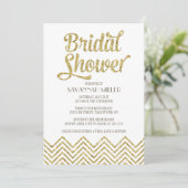 Glittery Chevron | Bridal Shower-uitnodiging Kaart (Staand voorkant)